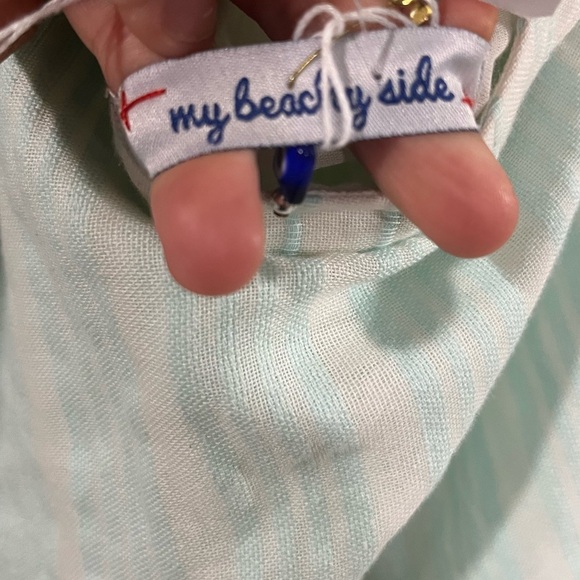 My Beachy Side Crochet Striped Halter Romper Teal - Picture 4 of 7